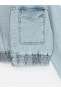 XSIDE Gömlek Yaka Düz Uzun Kollu Oversize Kadın Jean Ceket