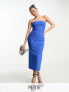 Forever New Petite bandeau maxi dress with cut out in blue