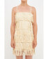 ფოტო #1 პროდუქტის Women's Suede Fringed Spaghetti Dress