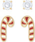 ფოტო #1 პროდუქტის 2-Pc. Set Lab-grown White Sapphire (1/3 ct. t.w.) & Enamel Candy Cane Stud Earrings in 14k Gold-Plated Sterling Silver