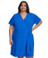 ფოტო #4 პროდუქტის Plus Size V-Neck Short-Sleeve Scuba-Crepe A-Line Dress