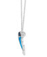 Denim Ombré (1/5 ct. t.w.) & White Sapphire Accent Dolphin Blue Enamel Pendant Necklace in 14k White Gold, 18" + 2" extender