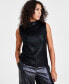 Фото #1 товара Women's Coated Knit Funnel-Neck Sleeveless Sweater, Created for Macy's