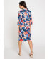 Фото #3 товара Women's 100% Cotton 3/4 Sleeve Floral Print Shirt Dress