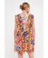 Фото #6 товара Women's Multi Pop Floral Chiffon Ruffled Mini Dress