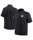 ფოტო #1 პროდუქტის Men's Black Pittsburgh Steelers Sideline Coach Short Sleeve Hoodie Quarter-Zip Jacket