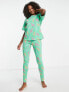 ASOS DESIGN Tall dino & lobster oversized tee & legging pyjama set in green
