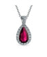 ფოტო #1 პროდუქტის Classic Jewelry Pear Shape Solitaire Teardrop Halo 15CT CZ Red Cubic Zirconia Pendant Necklace Prom smaid Rhodium Plated