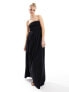 Esmee bandeau beach maxi dress with shirred waist in black