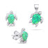 Playful silver jewelry set with opals Turtle SET235WG (earrings, pendant)