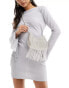 True Decadence embellished tassle crossbody bag in silver