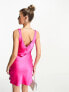 Фото #2 товара Flounce London mini slip dress in fuchsia