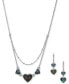 ფოტო #1 პროდუქტის Silver-Tone Stone Heart Layered Statement Necklace & Drop Earrings Set
