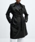 Фото #7 товара Women's Leather-Effect Trench Coat