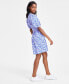 Фото #2 товара Women's Printed Cotton Zip-Front Puff-Sleeve Dress, Created for Macy's