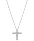 ფოტო #1 პროდუქტის 18k Gold-Plated Cubic Zirconia Cross Pendant Necklace, 16" + 2" extender, Created for Macy's