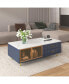 Фото #1 товара Modern Blue Coffee Table with Storage & Lighting