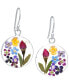 ფოტო #1 პროდუქტის Medium Round Dried Flower Earrings in Sterling Silver. Available in Multi, Blue or Purple