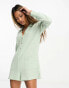 Фото #8 товара Chelsea Peers button front long sleeve romper with pocket detail in sage green