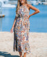 Women's Paisley Halterneck Ruffle Hem Maxi Beach Dress