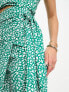 Style Cheat wrap midi skirt co-ord in green animal spot