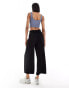 ASOS DESIGN Tall shirred waist cropped culotte trouser in black