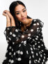 Фото #3 товара New Look puff sleeve ruffle midi dress in polka dot