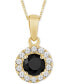 ფოტო #1 პროდუქტის Black Diamond (3/8 ct. t.w.) & White Diamond (1/10 ct. t.w.) Halo 18" Pendant Necklace in 14k Gold