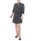 Фото #1 товара Plus Size 3/4 Rouched Sleeve Dress with Belt