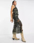 Reclaimed Vintage ruffle detail maxi cami dress in animal print