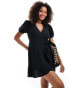 Фото #2 товара Brave Soul puff sleeve wrap dress in black