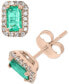 ფოტო #2 პროდუქტის Emerald (1/2 ct. t.w.) & Diamond (1/8 ct. t.w.) Stud Earrings in 14k Rose Gold