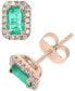 Фото #2 товара Серьги Macy's Emerald & Diamond Stud