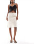 Фото #1 товара Pimkie lowrise satin bias midi skirt in cream