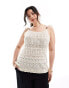 ONLY Curve crochet vest with beaded detail in stone Серый, M - EU 46-48 - фото #1