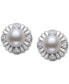 Cultured Freshwater Pearl (7-8mm) & Lab-Created White Sapphire Flower Stud Earrings in Sterling Silver