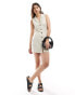 ASOS DESIGN collared mini waistcoat dress with button front in beige Бежевый, 34 - фото #3