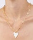 ფოტო #2 პროდუქტის 20-22" Adjustable 14K Gold Plated White Enamel Heart Paper Clip Chain Necklace
