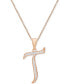 Macy's diamond Accent Script 18" Initial Pendant Necklace in Silver Plate, Gold Plate & Rose Gold Plate