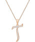 Фото #7 товара Diamond Accent Script 18" Initial Pendant Necklace in Silver Plate, Gold Plate & Rose Gold Plate