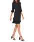 ფოტო #2 პროდუქტის Women's Pleated Ruffle-Trim 3/4-Sleeve Dress