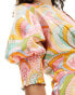 Never Fully Dressed metallic puff sleeve midaxi dress in rainbow print 44 - фото #6