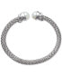 ფოტო #4 პროდუქტის 2-Pc. Set Cultured Freshwater Pearl (8 1/4 - 8 1/2mm) & Onyx Popcorn Cuff Bangle Bracelets in Sterling Silver