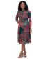 ფოტო #1 პროდუქტის Petite Printed Ruched-Waist Midi Dress