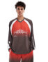 Фото #1 товара COLLUSION Long sleeve skater fit football t-shirt in red and black