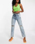 Фото #4 товара COLLUSION x005 straight leg jeans with bleach detail in blue