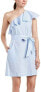 Фото #1 товара Donna Morgan 240013 Womens Cotton One Shoulder Ruffle Dress Oxford Blue Size 16