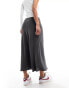 Pieces matte satin midi skirt in grey grau, S - EU 36 - фото #4