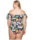 Фото #3 товара Unique Vintage 145153 Plus Size Off Shoulder Hermosa One-Piece Swimsuit Sz 4X