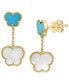 ფოტო #1 პროდუქტის EFFY® Mother of Pearl & Turquoise Butterfly Drop Earrings in 14k Gold